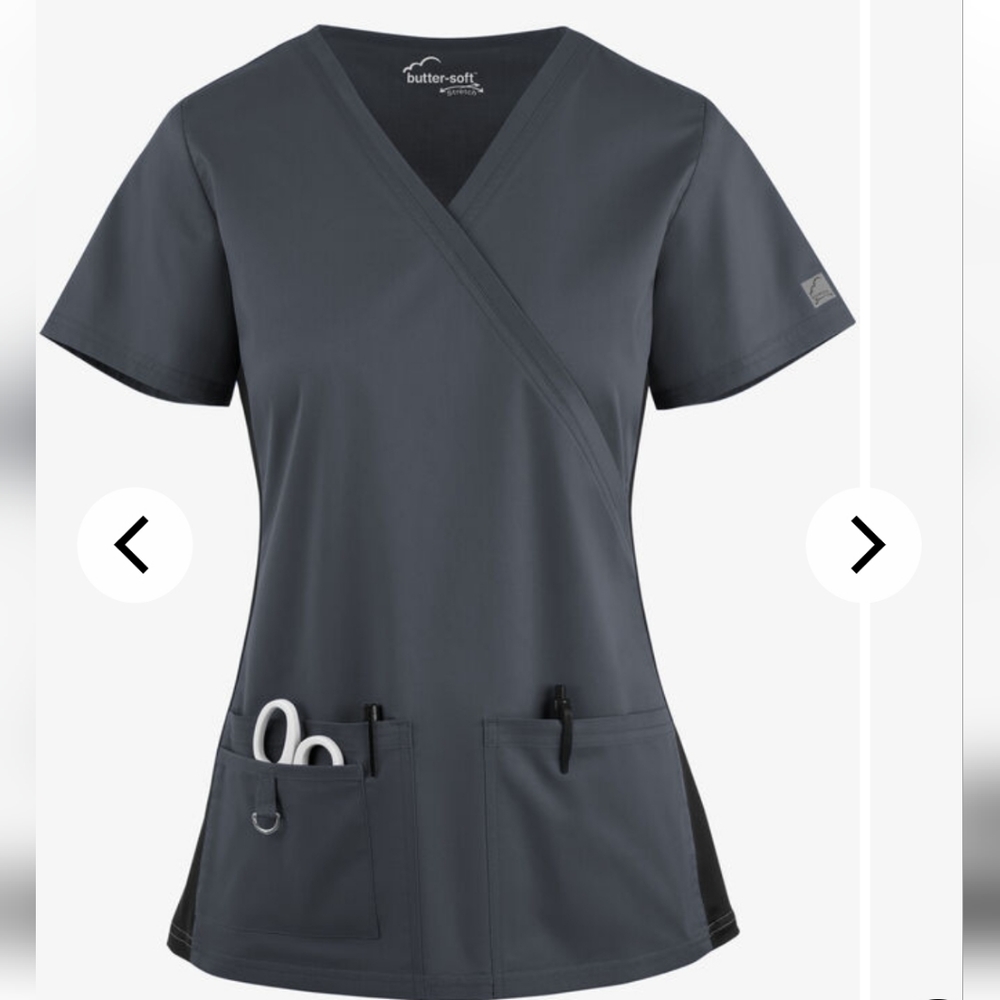 Butter-Soft STRETCH Women's 3-Pocket V-Neck with Side Knit Panels Scrub Top
